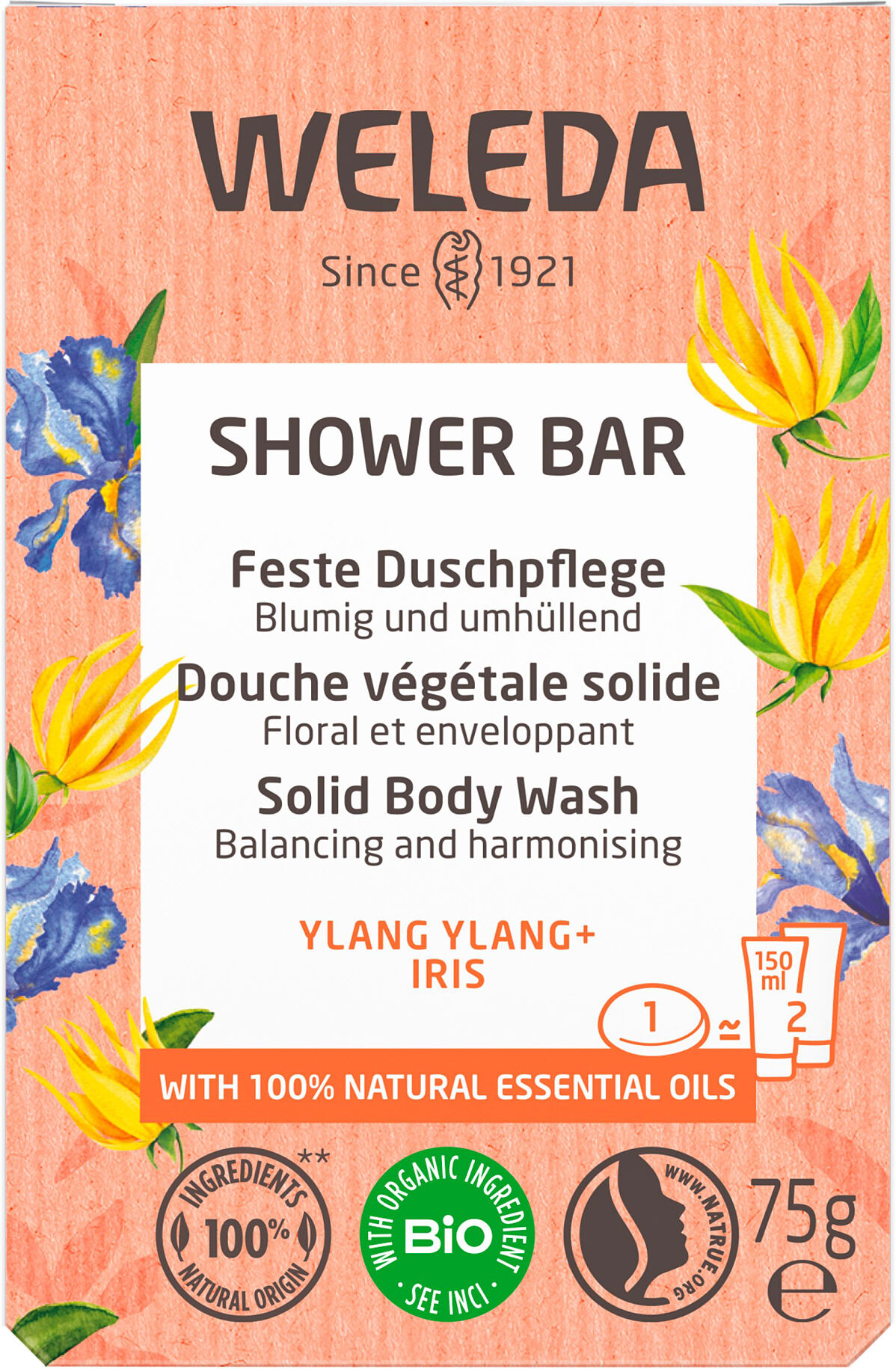 WELEDA_Feste Duschpflege Ylang Ylang + Iris_75 g_UVP € 6,95