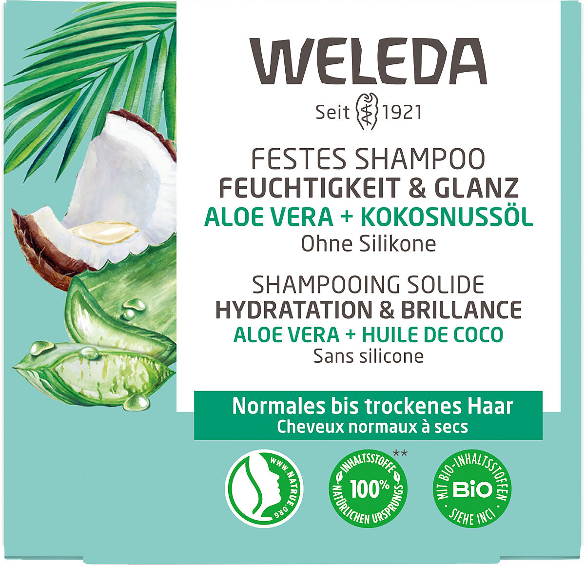 WELEDA_Festes Shampoo_Feuchtigkeit & Glanz_50 g_UVP € 5,95